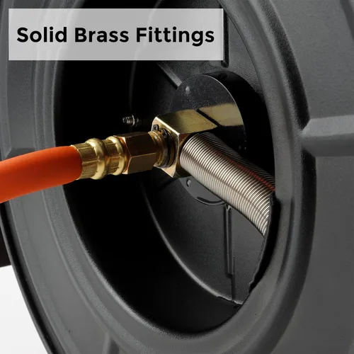 Vista 3 de Giraffe Tools TA10B - Carrete retráctil para manguera de aire de 25 pies, montaje en pared, compresor de aire de acero resistente, rebobinado