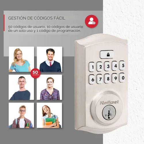 Vista 7 de Kwikset SmartCode 260 Cerradura Electrónica de Entrada sin Llave con Teclado y Pestillo de Seguridad, con Auto-Bloqueo, Códigos de Usuario Níquel