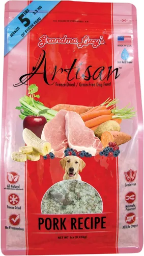 Vista 14 de Comida para perros artesanal de Grandma Lucy, sin granos y liofilizada - Pollo artesanal, bolsa de 1 libra