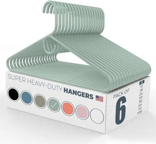 Vista 40 de Neaties Paquete de 6 perchas para ropa súper resistentes, fabricadas en los Estados Unidos, capacidad de 10 libras, perchas de plástico grueso