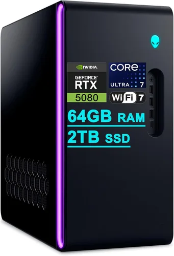 Vista 9 de Dell Alienware Aurora ACT1250 Gaming AI Desktop Intel 20-core Ultra 7 265F 32GB RAM 2TB SSD GeForce RTX 5080 16GB GDDR7 (hasta 1801 AI Tops)