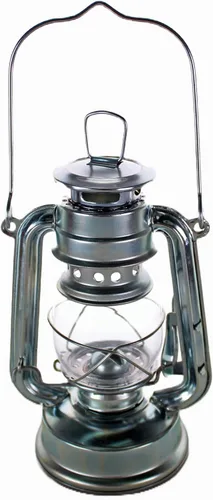 Vista 2 de Linterna de petróleo de queroseno de huracán plateado luz colgante de emergencialámpara - 8 pulgadas (4)