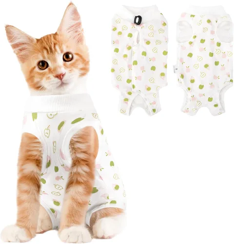 Vista 13 de Coppthinktu Traje de recuperación de gato para mujer, mameluco transpirable para después de la cirugía para heridas abdominales o enfermedades