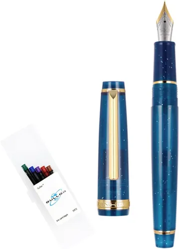 Vista 7 de Gullor Pluma estilográfica fluorescente transparente, resina, con convertidor, cartuchos de tinta multicolor, caja de regalo, punta extra fina