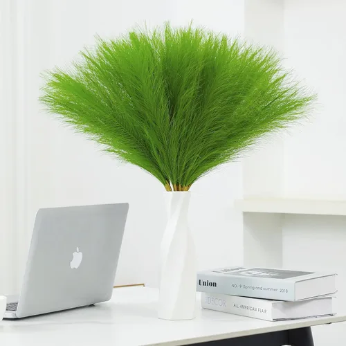 Vista 10 de 30 piezas de 22" Hierba de Pampas Gris - Decoración de Hierba de Pampas Artificial Arreglo Floral Pompas y Relleno de Jarrón para Decoración Bohemia