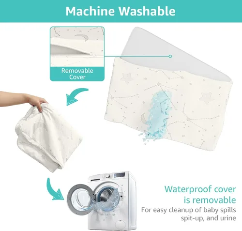 Vista 6 de YENING Colchón de bambú Pack and Play, transpirable, 38 x 26 pulgadas, impermeable, colchón de bebé para Pack N Play, cubrecolchón impermeable