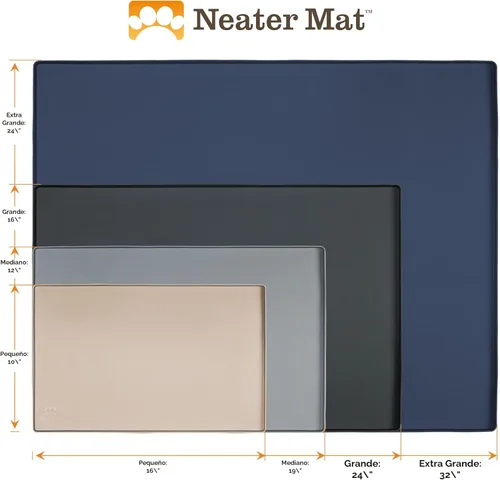 Vista 9 de Neater Pet Brands Neater Mat Tapete de comida para gatos y perros, mantel individual de silicona impermeable y sin BPA con borde elevado para debajo