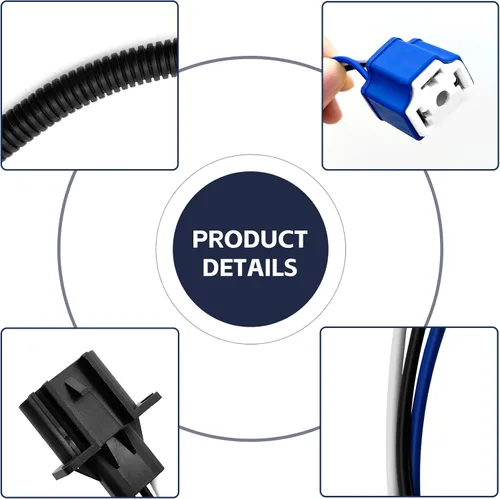 Vista 3 de NTNEV 2 adaptadores H13 macho a H4 hembra, conector adaptador de faros, kit de cable de conversión de faros, compatible con Jeep Wrangler JK JKU