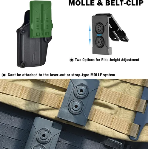 Vista 3 de Funda universal para pistola, funda de transporte con cinturón abierto para más de 80 pistolas, funda táctica OWB para Glock/Sig
