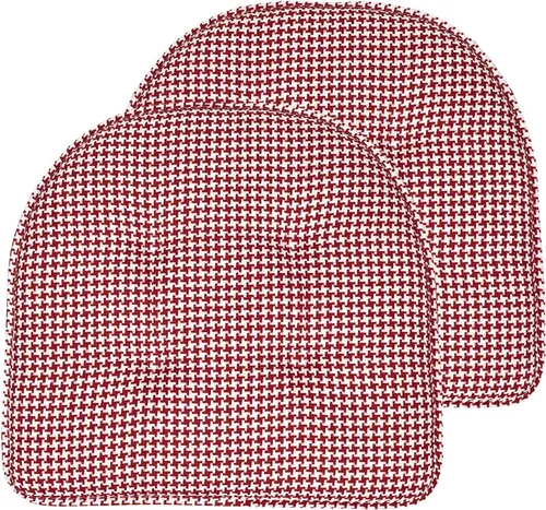 Vista 115 de Sweet Home Collection - Cojín de asiento de espuma viscoelástica y respaldo de caucho antideslizante con capitoné para silla, cojín en U, 17x16 Gris