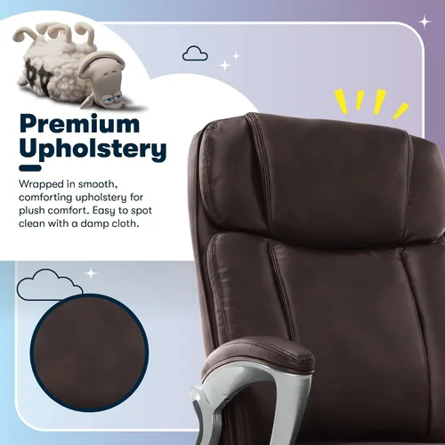 Vista 5 de Serta Fairbanks - Silla de oficina ejecutiva grande y alta, ergonómica, cómoda, sillas de computadora con respaldo alto, soporte lumbar, cojín
