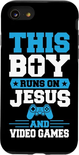 Vista 18 de This Boy Runs On Jesus And Video Games Christian Gamer Case for iPhone 16