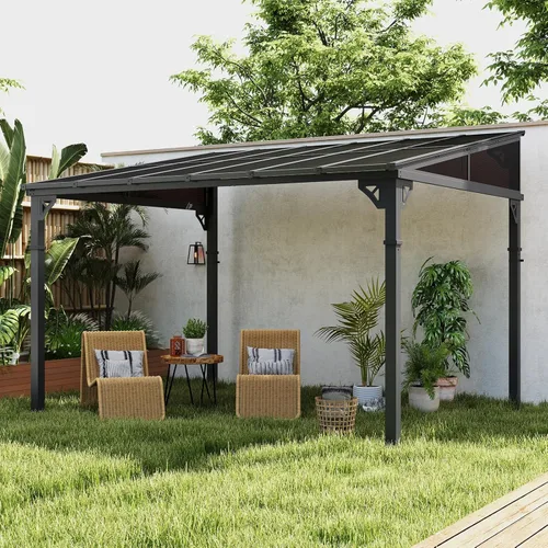 Vista 29 de Cobertizo de almacenamiento de metal negro de 10 x 10 pies, cobertizo de herramientas duradero para exteriores con construcción de acero resistente