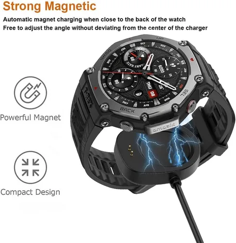 Vista 5 de Compatible con Amazfit T-Rex 3/Balance/Balance 2, cable de carga rápida magnético USB de repuesto para reloj inteligente Amazfit T-Rex 3