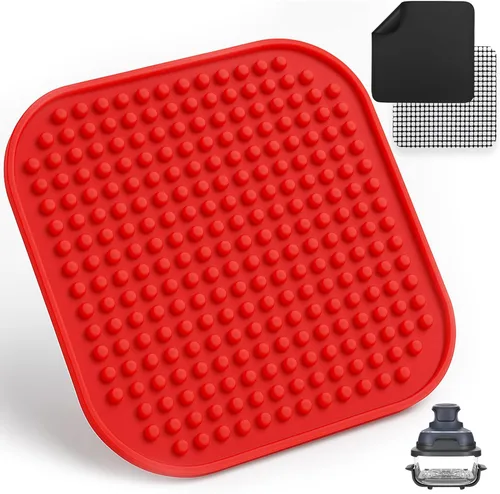 Vista 8 de Juego de 3 revestimientos para freidora de aire con alfombrilla de silicona, alfombrillas resistentes al calor para freidora de aire compatibles
