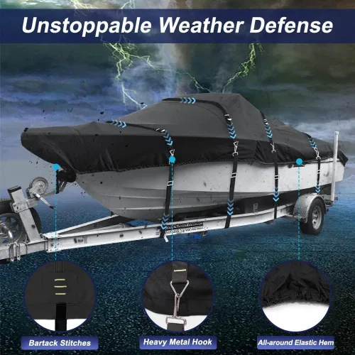 Vista 4 de Cubierta de lancha de grado marino 900D resistente a la decoloración y al desgarro, resistente al agua y a prueba de rayos UV, accesorios de metal