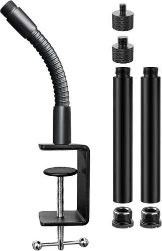 Soportes de abrazadera en C para micrófono de mesa de alta resistencia y tubo de extensión de brazo de cuello de cisne flexible de 6 pulgadas con