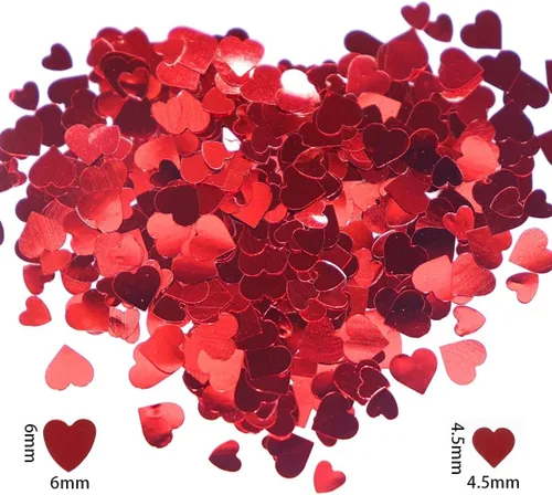 Vista 4 de 6 rejillas de corazón rojo con lentejuelas holográficas de corazón para uñas, calcomanías de arte de uñas, calcomanías de amor para uñas de San