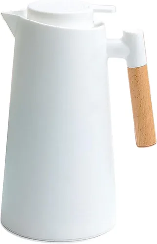 Vista 10 de Irishom Jarra térmica de doble pared de 1 litro, olla térmica al vacío con mango de madera, hervidor de agua, frasco aislado, jarra de té que Negro
