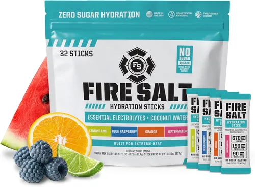 Vista 12 de Fire Science - Barras de hidratación con sal de fuego, electrolitos y agua de coco, mezcla de bebida de hidratación con magnesio, potasio y sodio