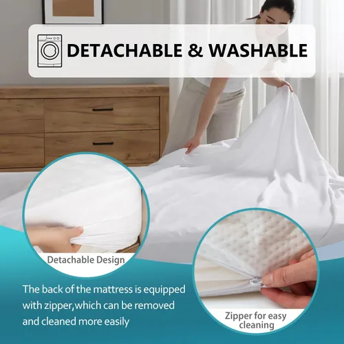 Vista 43 de PayLessHere Colchón matrimonial de espuma viscoelástica de gel de 12 pulgadas con tela suave transpirable y lavable, funda con cremallera, colchón