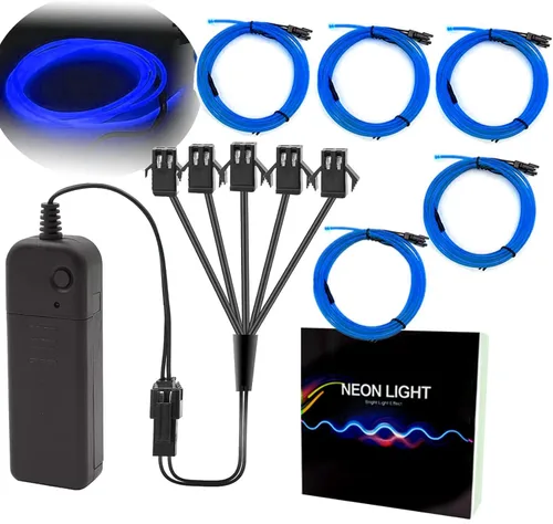 Vista 7 de Ourbest [Nueva versión dura] 5 divisores de 6.6 ft de cable EL de neón, 3 modos de permanencia/lento/rápido flash LED para decoración de fiesta