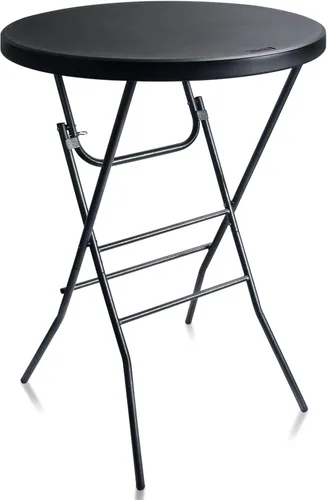 Vista 11 de Mesa de cóctel Byliable de 71 cm de alto, redonda plegable para interior y exterior, mesa alta plegable de bar de plástico para bistró, mesa
