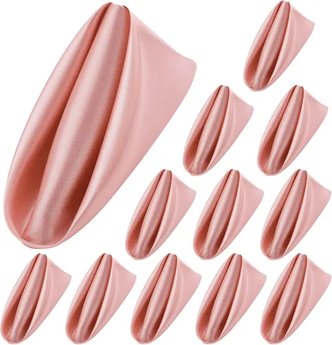 Vista 12 de Aneco 12 piezas de servilletas de satén cuadradas de 20 x 20 pulgadas, servilletas de cena para bodas, servilletas de fiesta, servilletas de mesa
