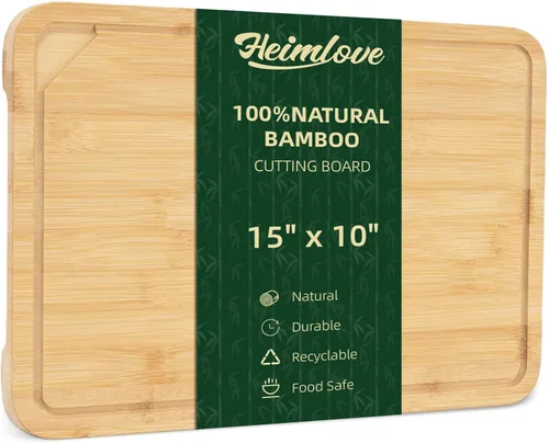 Vista 8 de Heimlove Mini tabla de cortar de bambú de 9 x 6 pulgadas, pequeñas tablas de cortar de madera para charcutería de cocina con ranura para jugo