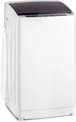 Vista 10 de ROVSUN Lavadora portátil de 25 libras, máquina de lavandería eléctrica completamente automática con tambor de acero inoxidable, lavadora compacta