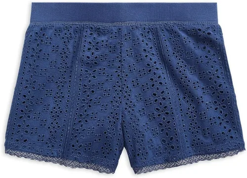 Vista 2 de Polo Ralph Lauren Pantalones cortos de encaje con ojales para niña, Azul (Federal Blue)