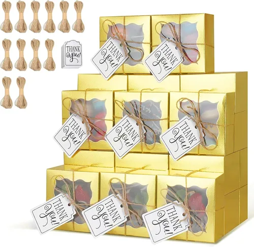 Vista 23 de KPOSIYA 10 cajas de panadería negras con ventana, cajas individuales para cupcakes de 4 x 4 x 2.5 pulgadas, cajas de galletas de papel kraft caja