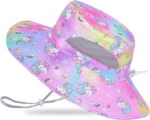 Vista 16 de Sombrero de sol para niñas de 2 a 8 años de malla con protección UV, sombrero de playa plegable para niñas de 2 a 8 años