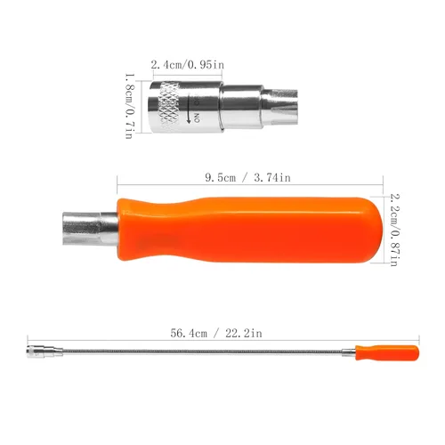 Vista 2 de Imán flexible de 24 pulgadas, herramienta de recogida magnética con luz LED, varilla magnética para varilla, apta para succión de objetos de metal