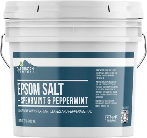 Vista 12 de Earthborn Elements Sal de Epsom de vainilla y durazno de cachemira, 8 libras, cubo de un galón, pura y sin diluir, sal de remojo con fragancia