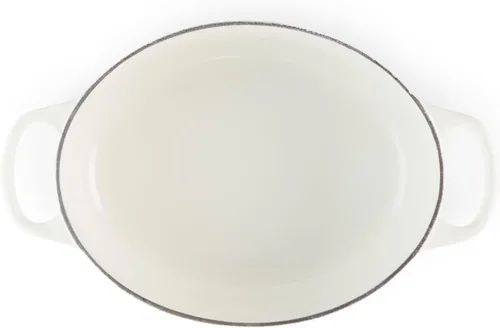 Vista 3 de Le Creuset Horno holandés ovalado Signature de hierro fundido esmaltado, 2.75 cuartos de galón., Blanco