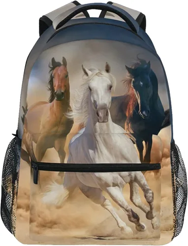 ALAZA Mochilas de caballos para niñas y niños, mochila de caballos para niños, mochila escolar para libros de 3, 4 y 5 grado, mochila para portátil