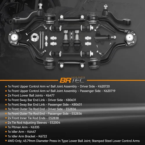 Vista 2 de Kit de brazo de control superior delantero 4WD compatible con Cadillac Escalade Chevy GMC K1500 2500 Suburban Tahoe Yukon 1995-2000 con rótula