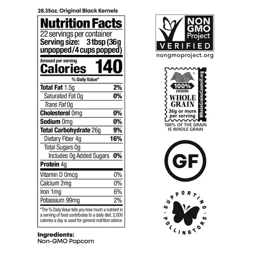 Vista 4 de Black Jewell Granos de palomitas de maíz sin reventar, negro original, 28.35 onzas (paquete de 1)