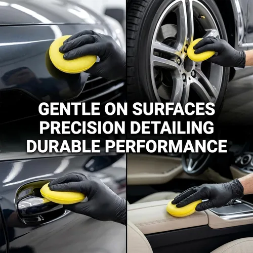 Vista 4 de PSLER Almohadillas aplicadoras de espuma – Almohadilla aplicadora de cera de coche de espuma para detallar, esponjas de pulido redondas de 4