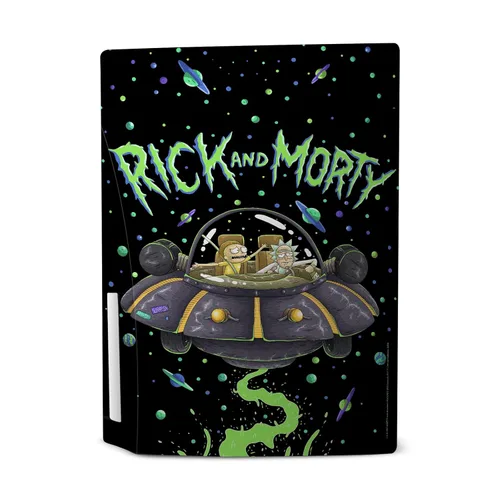 Vista 3 de Head Case Designs Officially Licensed Rick And Morty The Space Cruiser Graphics Vinyl Faceplate Gaming Skin Decal Compatible With Sony PlayStation 5