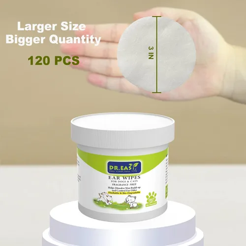 Vista 2 de Dr.Easy Pet - Toallitas para orejas de 120 unidades para perros y gatos, sin fragancia, ayuda a disolver la acumulación de cera y controlar el olor