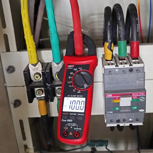 Vista 4 de UNI-T Abrazadera digital UT201+, corriente CA True RMS HVAC Volt Amp Ohm medidor abrazadera en multímetro, rango automático 4,000 cuentas NCV AC DC