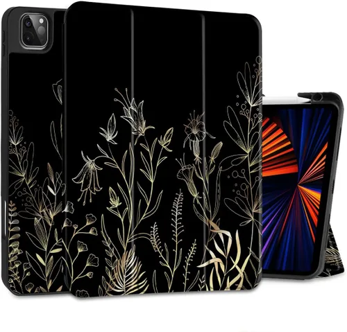 Vista 22 de DONGKE Funda para iPad Pro de 12.9 pulgadas 6ª generación 2022, soporte para lápiz integrado + soporte triple + encendido automático/apagado + funda