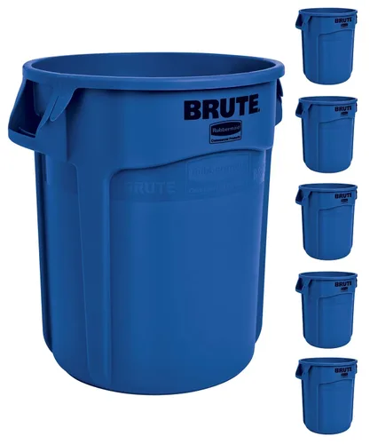 Vista 17 de Rubbermaid Commercial Products Fg264360 Brute - Bote de basura, redondo, resistente, 44-galones, color gris, Azul