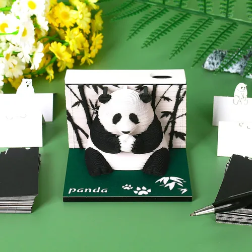 Vista 2 de Bloc de notas 3D, 217 hojas de papel creativo tallado panda arte 3D Notas adhesivas DIY Notes, decoración de escritorio, regalo