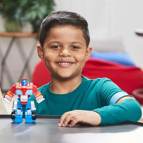 Vista 4 de Transformers Playskool Heroes Rescue Bots Academy Team Optimus Prime, figura de acción de 4.5 pulgadas, juguete de robot convertible para niños, a