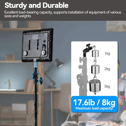 Vista 6 de WELLMAKING 2 unidades de adaptador de inclinación en forma de U, soporte giratorio para paraguas, soporte de luz con adaptador de tornillo macho