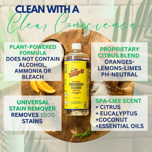 Vista 7 de Kit de removedor de manchas y concentrado Whip-It, 2 concentrados de 32 oz y 1 removedor de manchas en aerosol Pro de 32 oz, produce 64 botellas