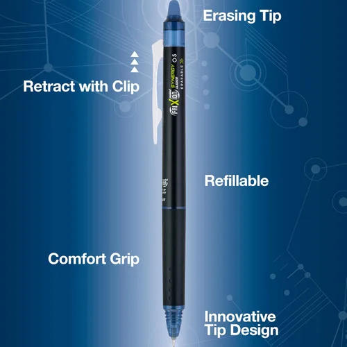 Vista 2 de PILOT Frixion Point Synergy Clicker Retractable & Erasable Gel Ink Pens, 0.5mm Extra Fine Point, Assorted Colors, 3-pack